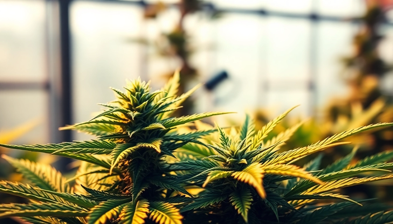 Die Blütenbande präsentiert gesunde Cannabis-Pflanzen mit leuchtenden Blättern.