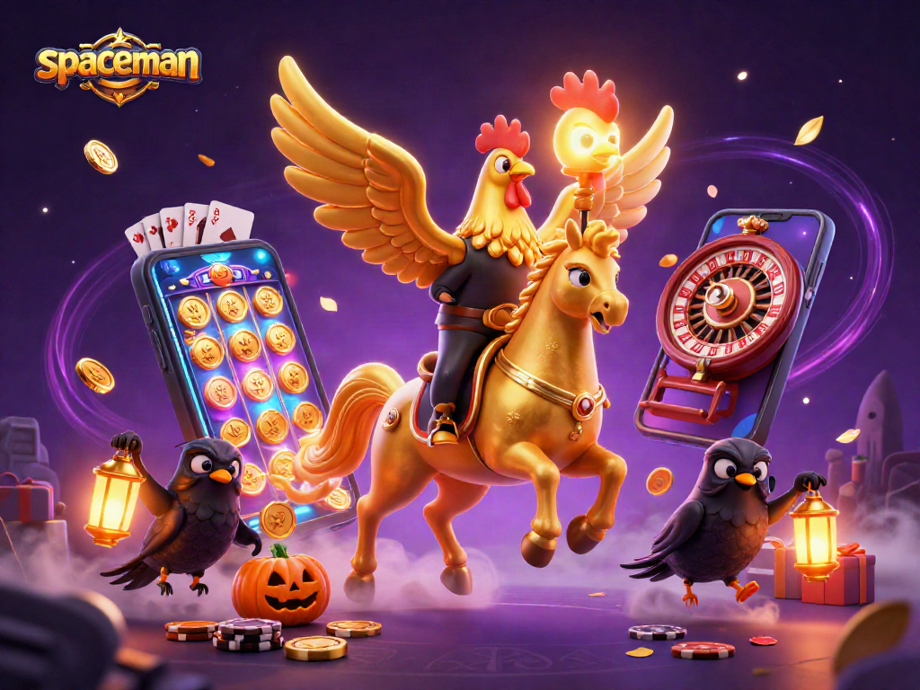 Play the spaceman slots with a captivating golden rooster in a magical casino