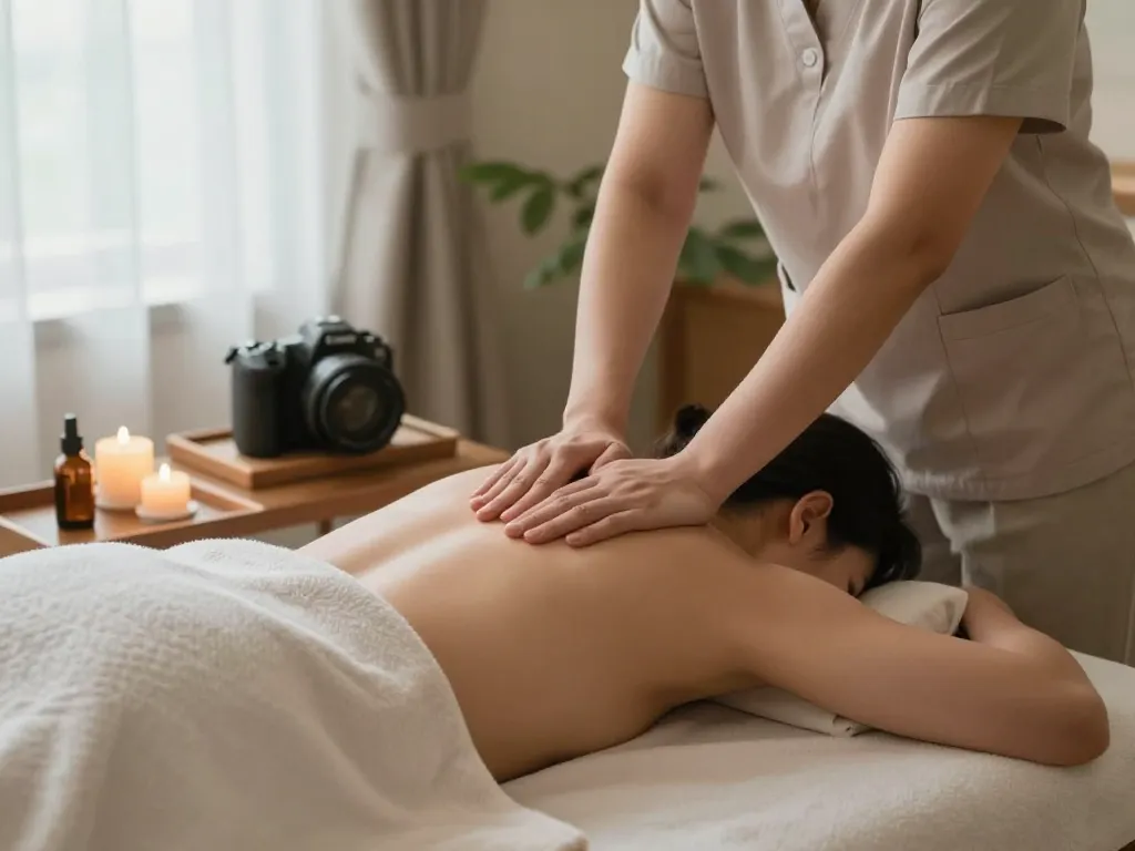 Experience soothing 서울출장마사지 with a professional therapist creating a peaceful wellness atmosphere at home.