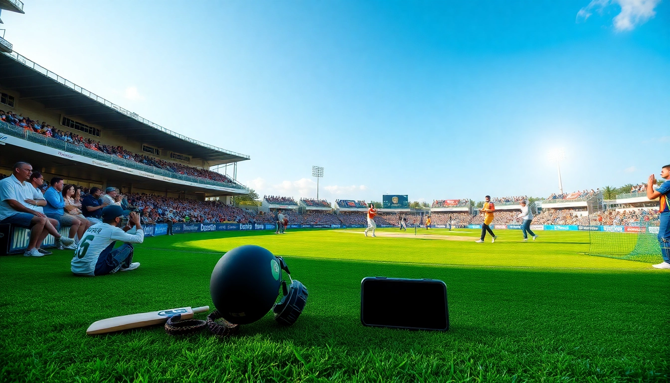 Analyze ipl match betting prediction in an energetic cricket match setting with teams and fans.