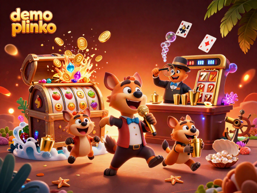 Enjoy engaging gameplay with demo plinko in a vibrant 3D casino scene featuring hyenas.