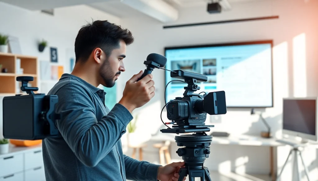 Capture the essence of video content strategy through a videographer focusing on creating engaging content.