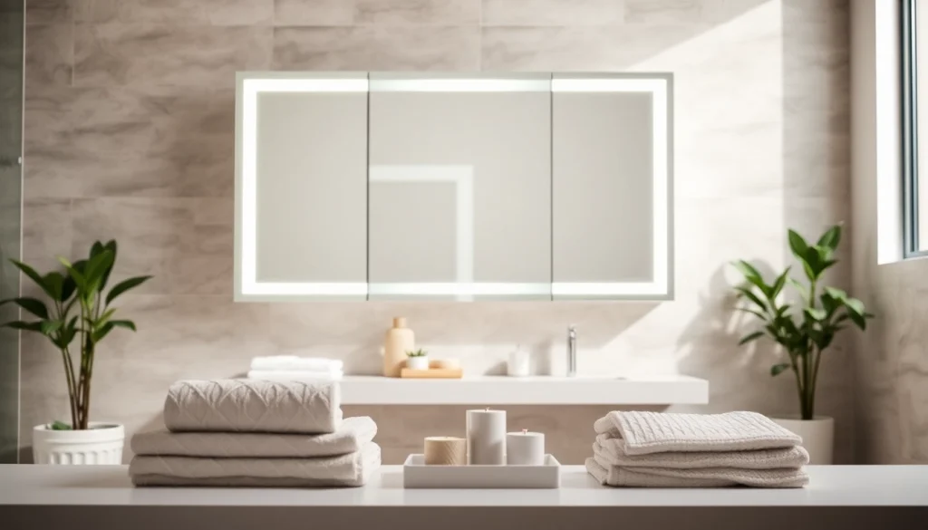 Der sonni Spiegelschrank präsentiert modernes Design und integrierte Beleuchtung im Badezimmer.