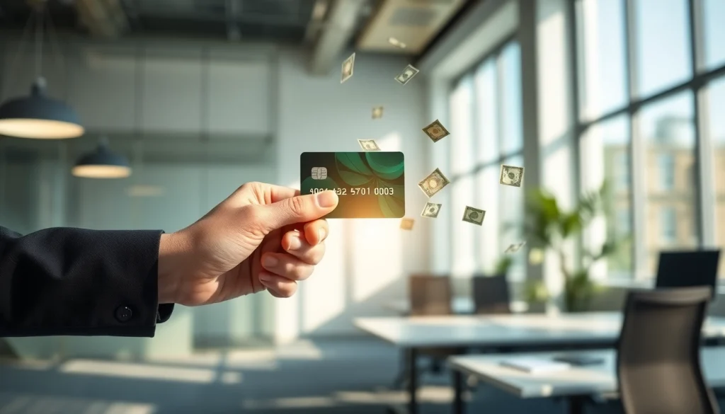 카드 한도 현금화와 현금이 흐르는 모습의 손과 신용 카드