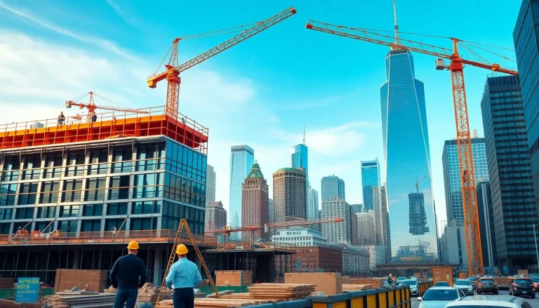 Manhattan Commercial General Contractor improving a commercial site with skilled workers and cranes.