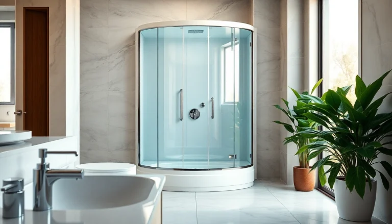 Die sonni Duschkabine präsentiert sich elegant in einem modernen Badezimmer mit viel Licht.