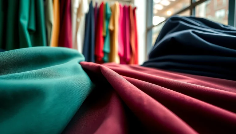 Punta di Roma stoffen in een stijlvolle boutique met rijke kleuren en texturen.