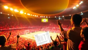 Engaging scene of fans enjoying best sports betting sites for Brazil in a lively stadium atmosphere.