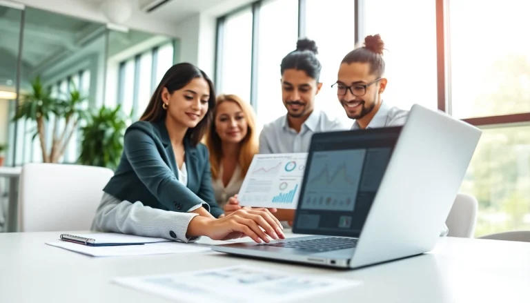 Showcase a team at the best SEO agency strategizing over digital marketing analytics.