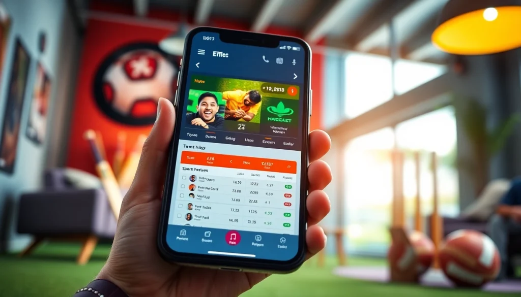Engage with the best sports betting apps India through a vibrant mobile interface showcasing betting features.