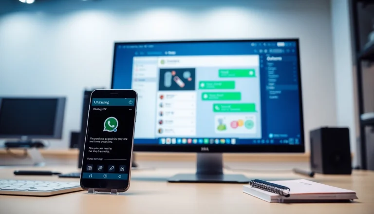 ultramsg digital communication interface showcasing WhatsApp API integration on a modern computer screen