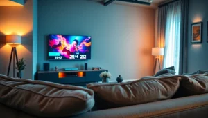 Watch iron tv pro shows in a modern, cozy living room setting.