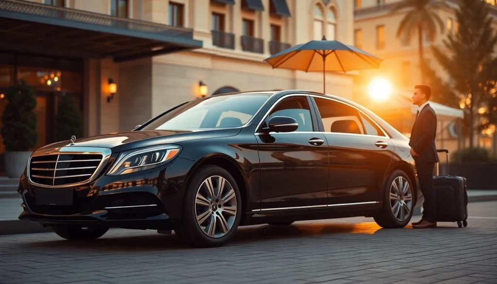 Experience a Chauffeur Nottingham service with elegance outside a luxury hotel.
