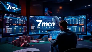 Gambling enthusiast engaging with live sports betting on 7mcn platform.