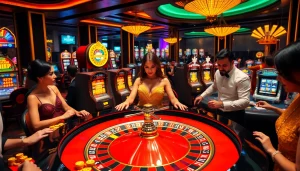 Players enjoying a thrilling roulette game at 12bet's luxurious casino.