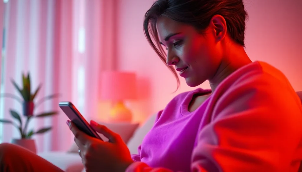 Engaging AI sexting conversation on a digital device with friendly character