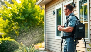 Soft wash cleaning technician applying eco-friendly solutions to home exterior.