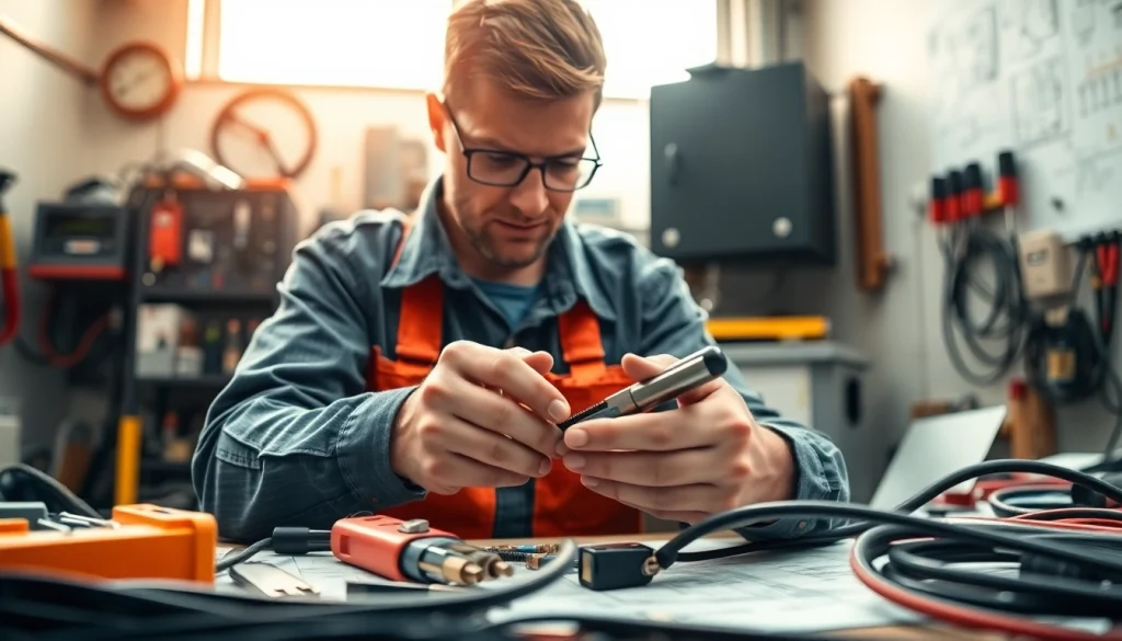 Apprentice working in Wyoming Electrical Apprenticeship program on a wiring project.