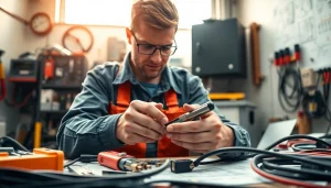 Apprentice working in Wyoming Electrical Apprenticeship program on a wiring project.