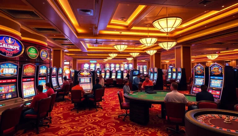 Experience the thrill of Slot Terpercaya in a luxurious casino setting with vibrant slot machines.