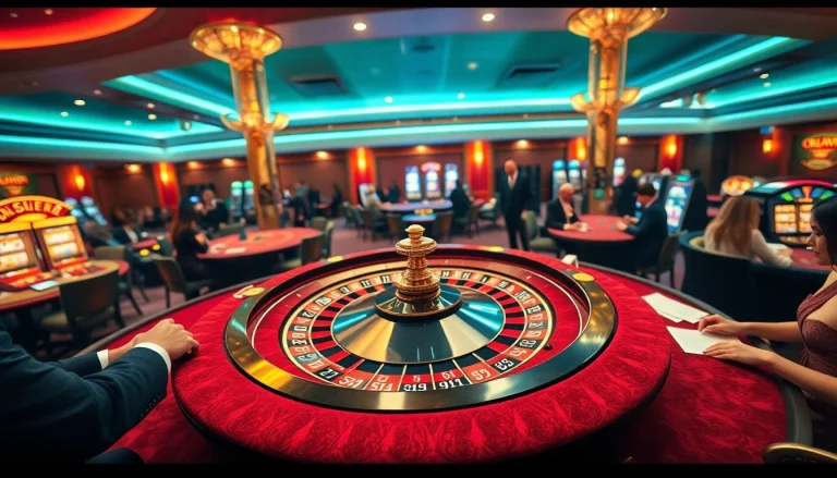 Win big with No hu at a luxurious casino featuring roulette, poker chips, and vibrant slot machines.