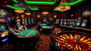 Trải nghiệm lối chơi đầy kịch tính tại tik88 với bàn poker sang trọng và máy đánh bạc sôi động.