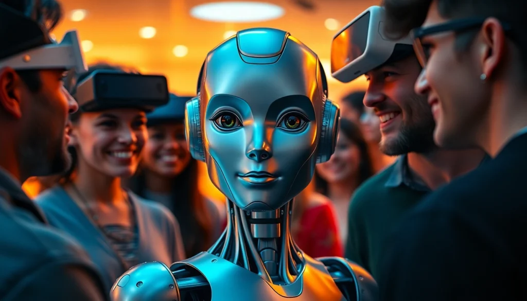 Humanoid robot engaging in friendly interaction representing the concept of ai sex