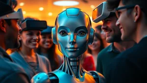 Humanoid robot engaging in friendly interaction representing the concept of ai sex