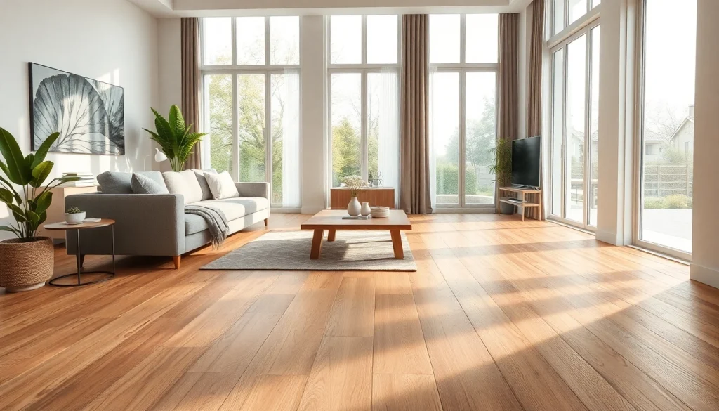 Salon élégant mettant en valeur un carrelage imitation parquet avec des accents de mobilier moderne.