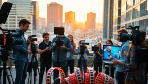 Creative team at a Video Production Company Phoenix collaborating on a project in downtown.