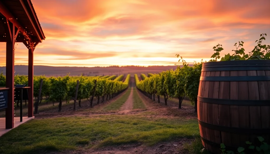 Experience the beauty of wineries in Clarksburg with lush vineyards and sunset views.