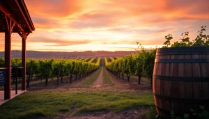 Experience the beauty of wineries in Clarksburg with lush vineyards and sunset views.