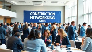 Engaging interactions at construction networking events fostering business relationships.
