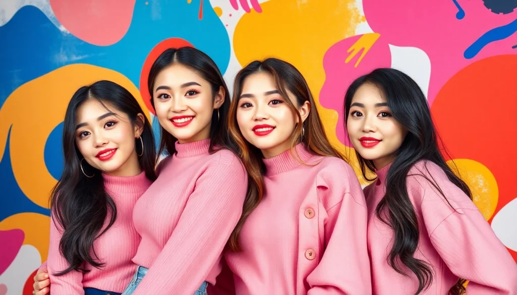 blackpink members posing in colorful background, showcasing their unique styles and personalities