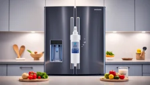 Waterdrop DA97-17376B Replacement for Samsung® HAF-QIN/EXP filter in a stylish kitchen environment, promoting clean water.