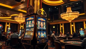 Experience thrilling wins at slot depo pulsa machines in a luxury casino setting.