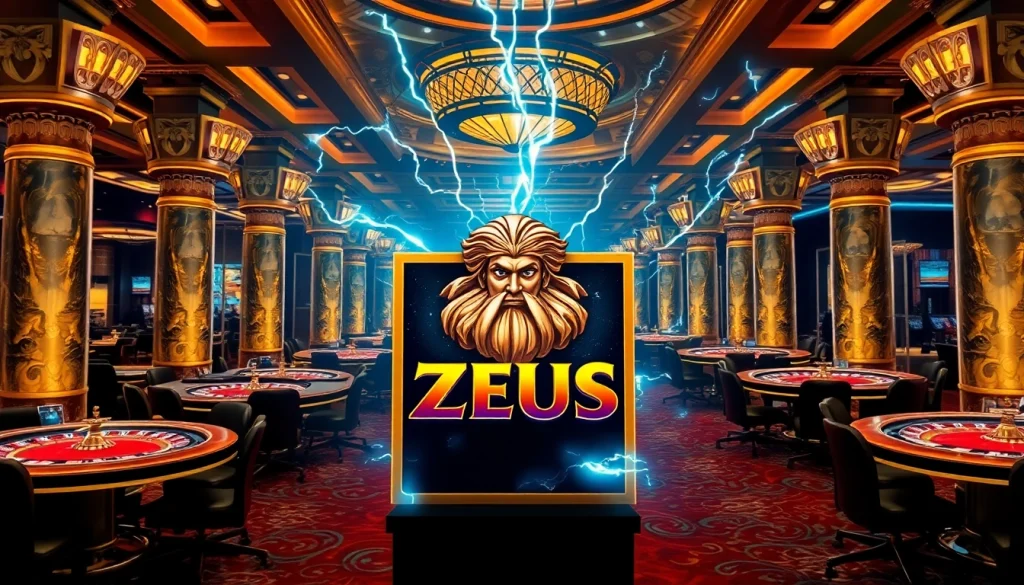 Putar gulungan mesin Zeus di tengah atmosfer kasino yang glamor.