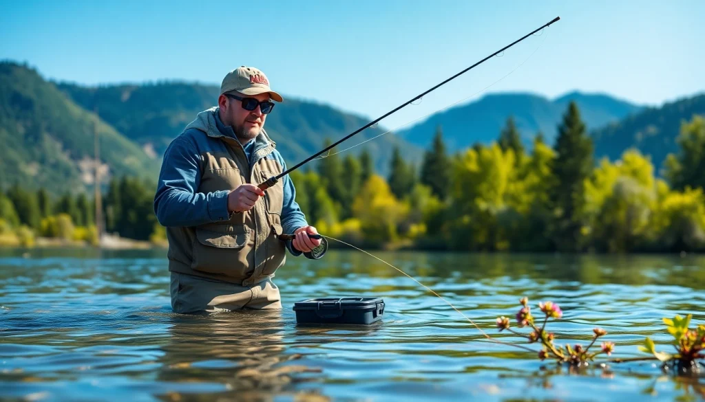 Catch the Best fly fishing rods being used in a scenic mountain lake setting.