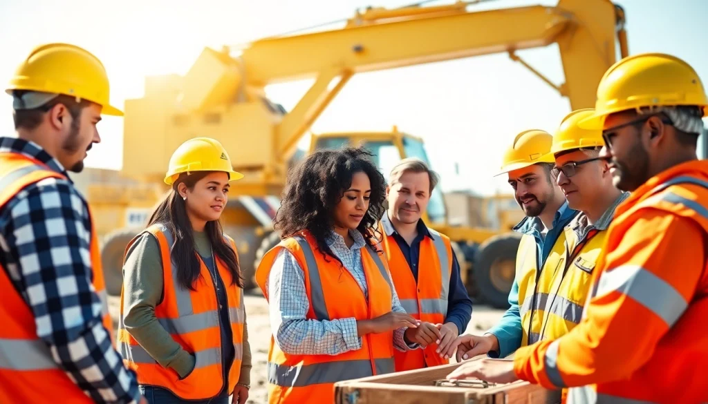 Hands-on training in construction training programs with diverse professionals collaborating on-site.