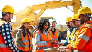 Hands-on training in construction training programs with diverse professionals collaborating on-site.