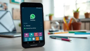 FM WhatsApp download on a smartphone showcasing vibrant customization features.