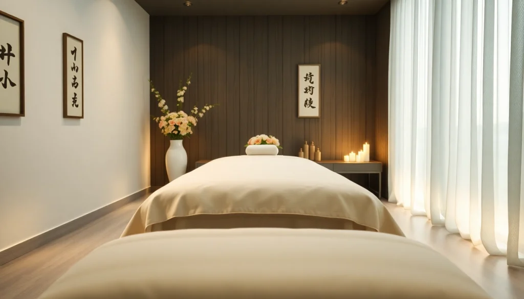 Relaxing massage setting for 서울출장마사지 featuring calming decor and ambient lighting.