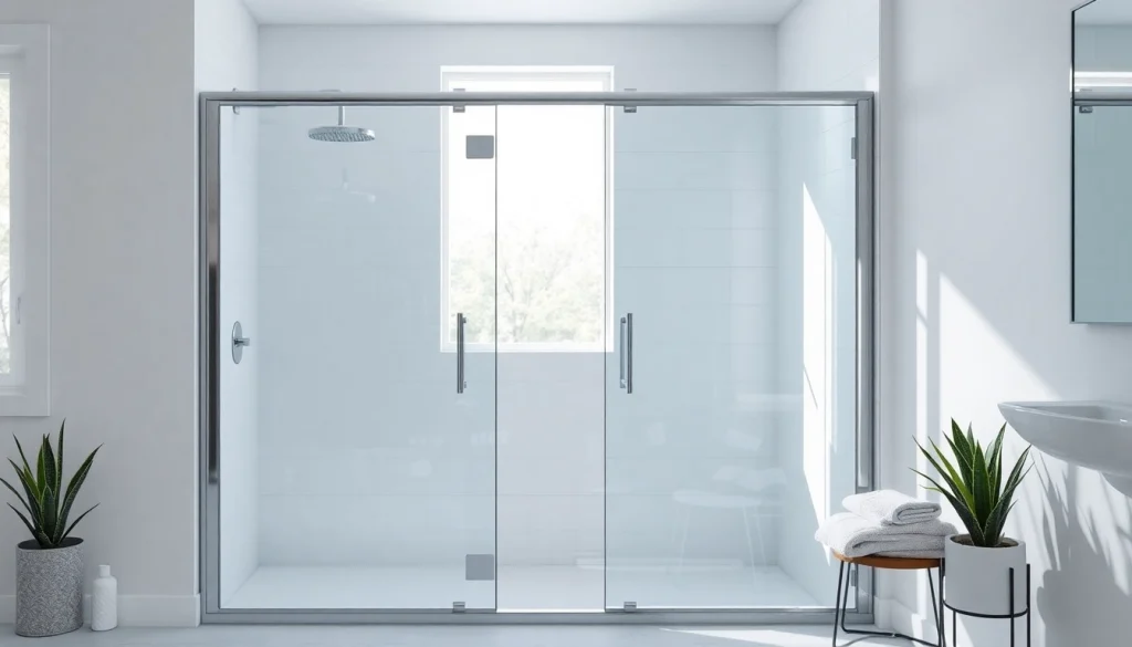 Explore elegant shower doors showcasing sleek design and modern aesthetics in a luxury bathroom.