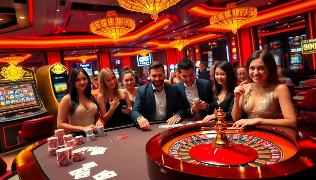 Win big at go 88 with an exciting casino gaming experience featuring vibrant gaming tables and players.