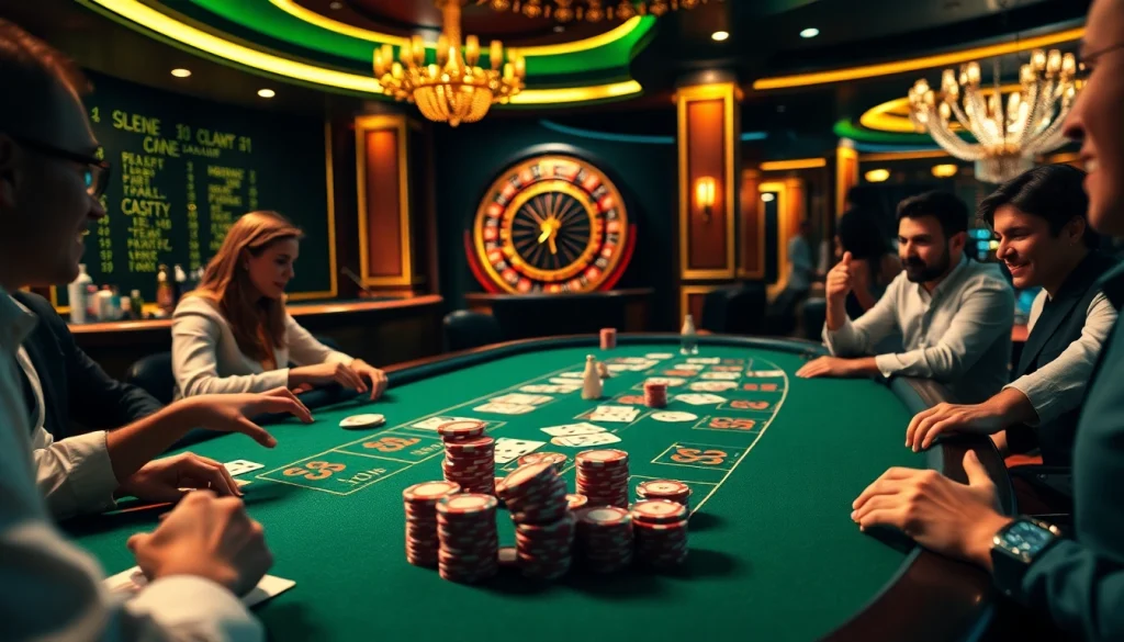 Players engaging in a thrilling poker game at a luxurious casino scene inspired by https://rr88.navy/.