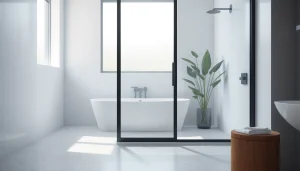 Elegant shower door black frame showcased in a modern bathroom setting, enhancing aesthetic appeal.