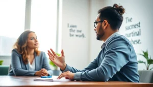 Engaged discussion in a business coaching service session with dynamic interaction.