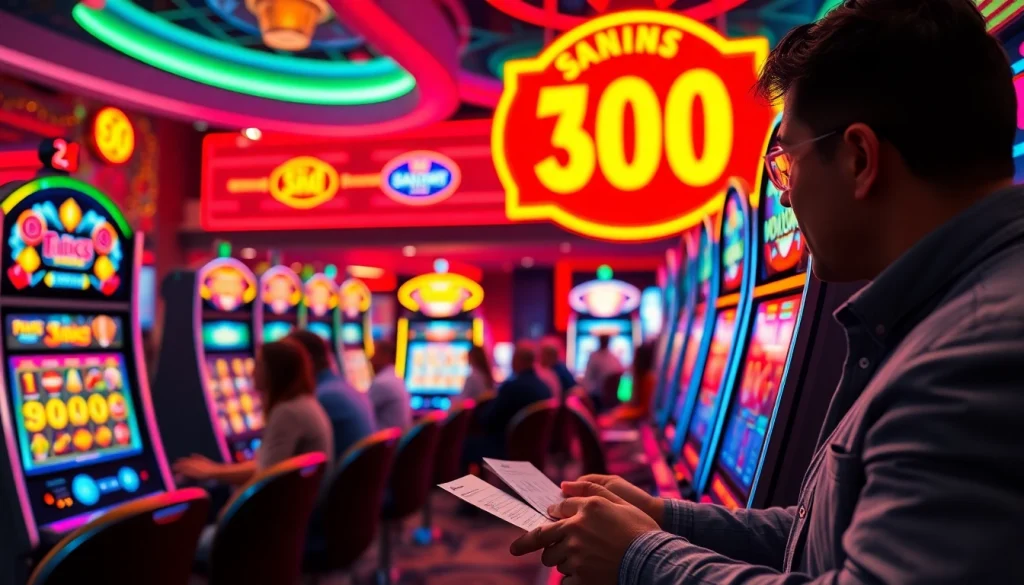 Experience the thrill of slot depo 1000 as players celebrate wins at vibrant slot machines.