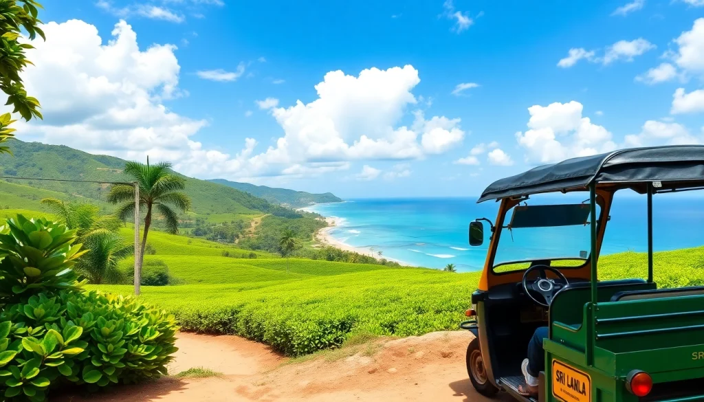 Experience stunning views at https://privatetourssrilanka.com with a vibrant landscape and local transportation.