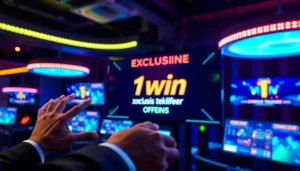 1win xususi teklifer təqdim edən təqdimat banneri ilə dolu mühitin təsviri.